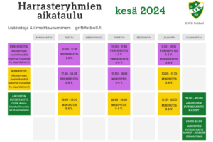 Harrasteryhmien aikataulu kesä 2024