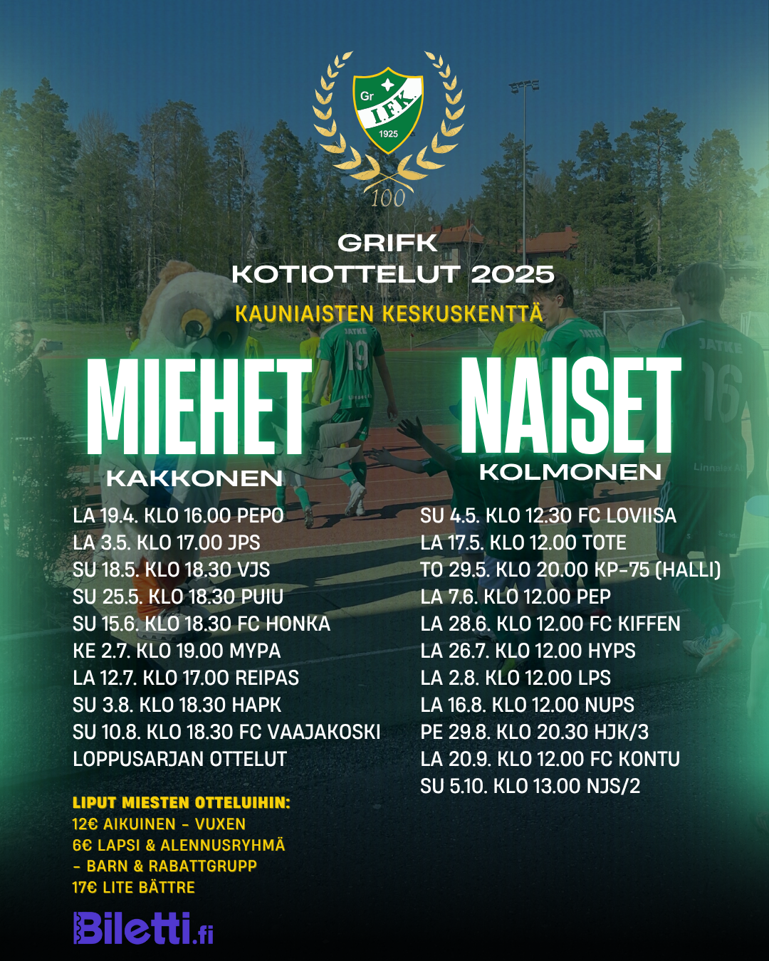 Liput ja kausikortit miesten otteluihin nyt helposti netistä!